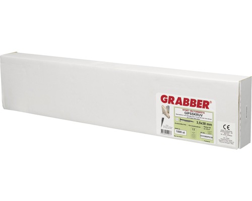 Förpackning Grabber gipsskruv, 3,5x38 mm, innehåll 1000 stycken