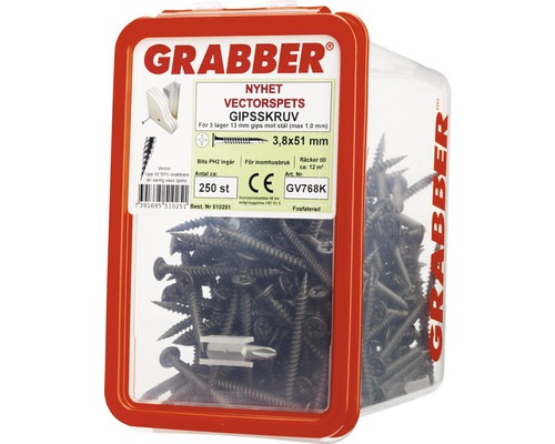Grabber gipsskruvar 3,8x51 mm i behållare