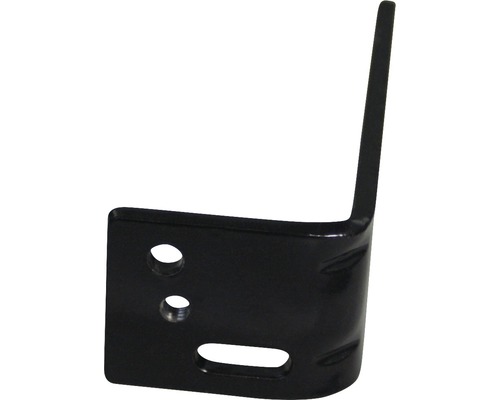 Vinkelbeslag av metall med fästhål