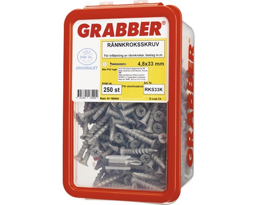 Grabber rännkroksskruv, förpackning med 250 stycken