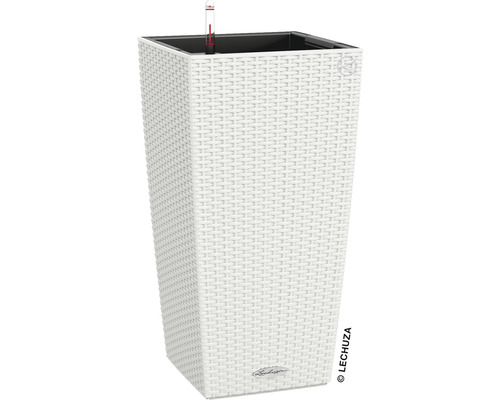 Självvattnande blomkruka LECHUZA Cubico Cottage plast 30x30x56cm vit Fyrkantig blomkruka med bevattningssystem