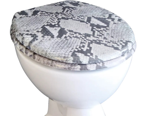 Toalett med toalettsits i ormläderlook