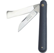 Trädgårdskniv med två blad och mörkt handtag