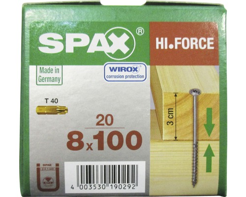Träskruv SPAX 8x100mm 20-pack