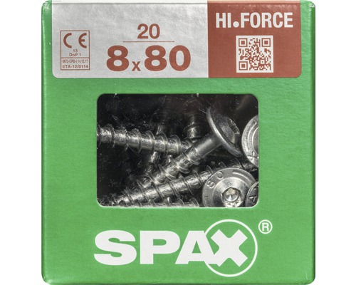 Träskruv SPAX 8x80mm 20-pack
