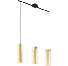 Taklampa med tre lampor av glas och metall