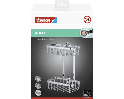 Tesa Aluxx duschhylla för väggmontering, ingen borrning krävs