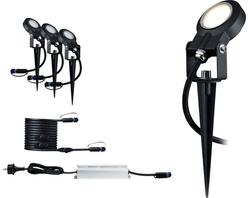 Trädgårdsspotlight set med markspett, kabel och kontakt