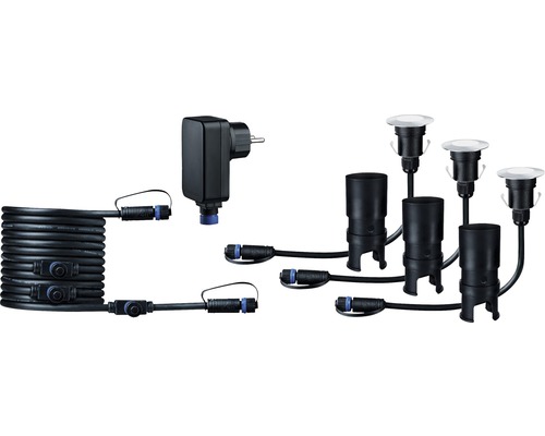 Trädgårdsljussats med transformator, kabel och markstrålkastare