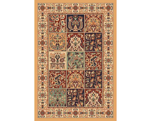 Matta med blommönster i olika rutor och med en kant