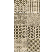 Kollektion av olika kakeldekorationer med geometriska mönster