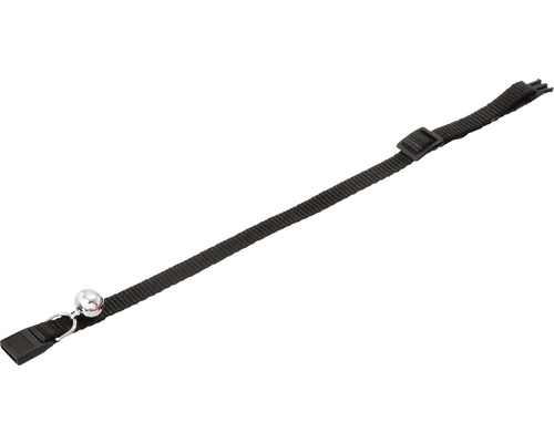 Katthalsband KARLIE med säkerhetsförslutning och bjällra 10mm 15-25cm svart