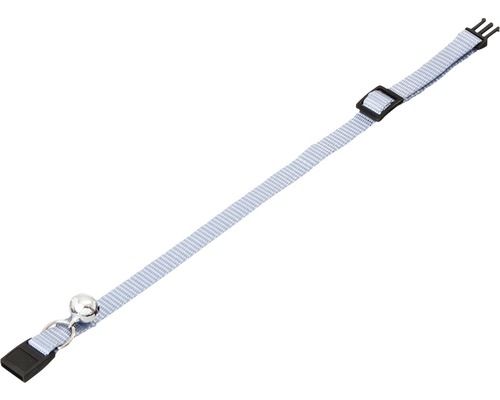Katthalsband KARLIE med säkerhetsförslutning och bjällra 10mm 15-25cm ljusblått Katthalsband med bjällra och säkerhetsspänne