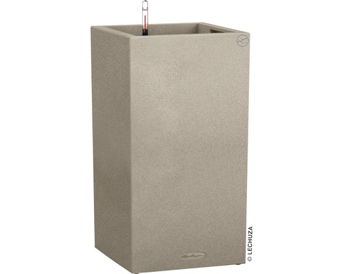 Självvattnande blomkruka LECHUZA Canto Stone plast 40x40x76cm beige inkl. substrat