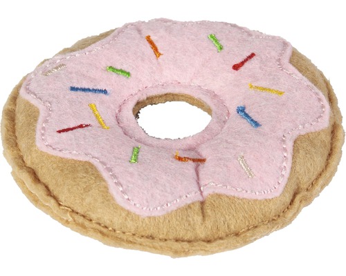 Kattleksak KARLIE textil donut 7,5cm rosa