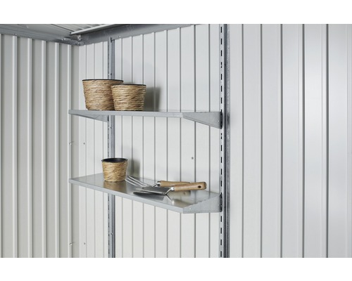 Hyllset BIOHORT till alla redskapsbodar 2 hyllplan 72x24,5cm silver