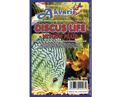 Fiskfoder Discus Life Vitlök Plus blister fryst 100g Discus Life fiskfoder med vitlök, 100 gram