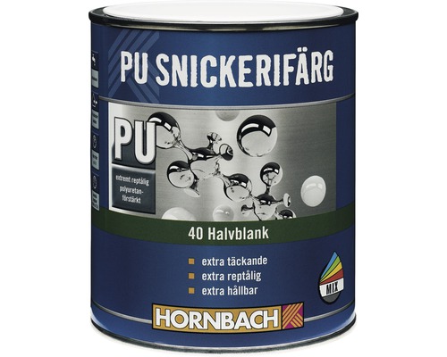 Snickerifärg PU akryllack 40 halvblankt vit 750 ml PU lackfärg för trä och metall i burk