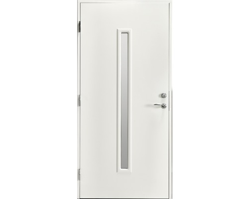 Ytterdörr BRÖDERNA JOHANSSON SY116 10x20 vänster, tjocklek: 78mm Vit dörr med vertikalt glasparti och dörrbeslag