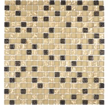 Mosaikplatta med fyrkantiga, bruna och beige stenar