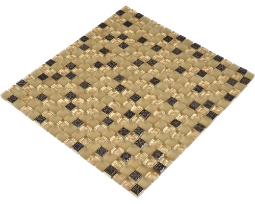 Mosaikplattmatta med fyrkantiga glas- och mönsterplattor