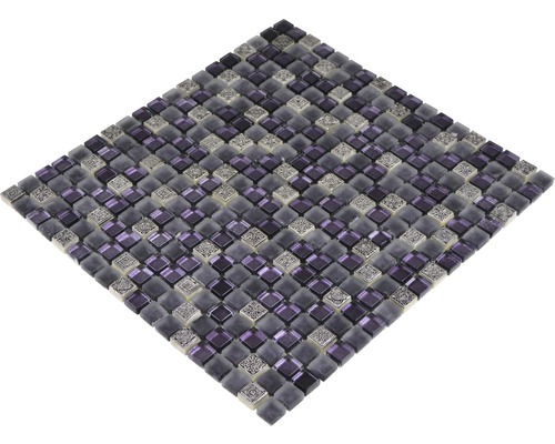 Fyrkantigt mosaikplattnät med glas- och prydnadsdetaljer