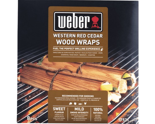 Weber Western Red Cedar Wood Wraps för rökning av mat på grillen, 8 stycken