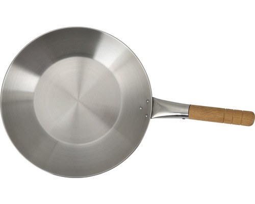 Metallpanna med trähandtag