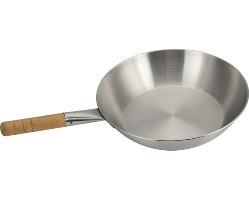 Stekpanna i rostfritt stål med trähandtag