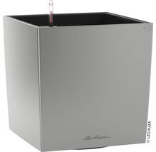 Självvattnade blomkruka LECHUZA Cube 30 plast silver inkl. substrat