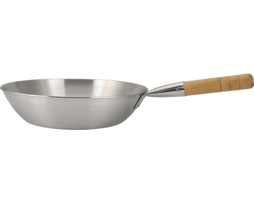 Wokpanna i aluminium med trähandtag