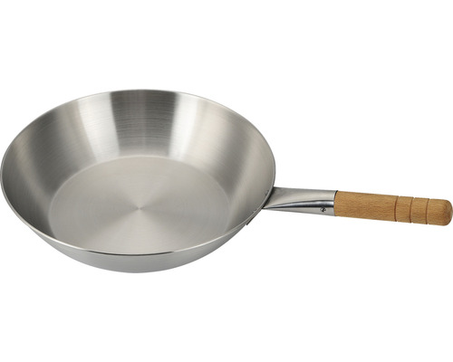 Metallpanna med trähandtag