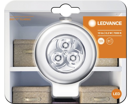 LED-lampa LEDVANCE Classic Dot-it Ø65mm batteridriven inkl. batterier silver
