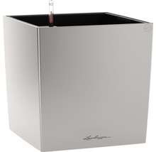 Självvattnade blomkruka LECHUZA Cube 50 plast silver inkl. substrat
