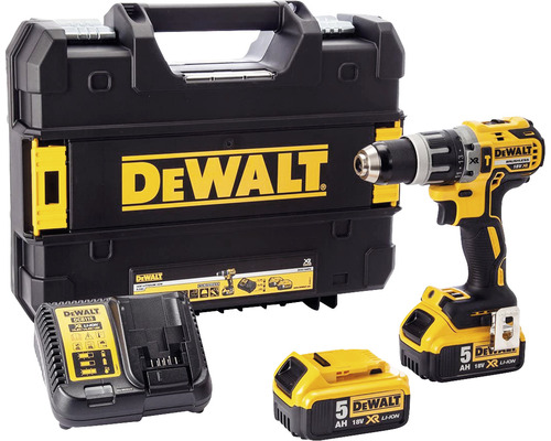 Dewalt batteridriven skruvdragarsats med verktygslåda, laddare och två batterier