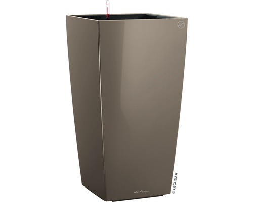 Självvattnade blomkruka LECHUZA Cubico 30 H 56cm taupe inkl. substrat Hög, fyrkantig blomkruka av plast med bevattningssystem
