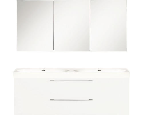 Möbelpaket DIFFERNZ somero med spegelskåp vit blank 1200 mm 36.104.89