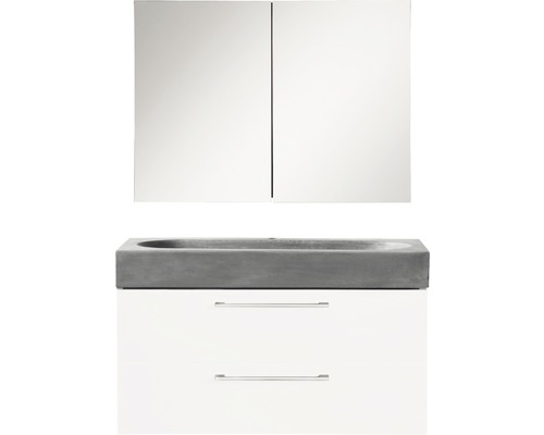 Möbelpaket DIFFERNZ somero med spegelskåp vit grå 800 mm 36.104.93-0