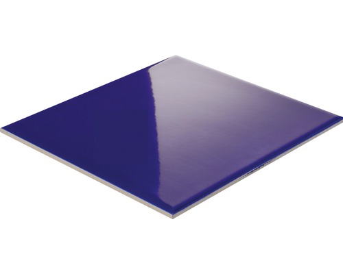 Fyrkantig, blank, blå kakelplatta.