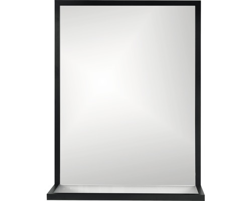 Spegel med hylla CORDIA brw shelf line svart 65x60 cm