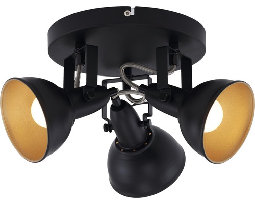 Svart taklampa med tre spotlights