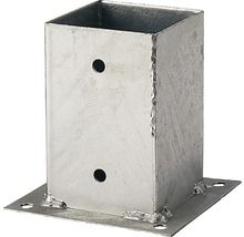 Stolpfäste i metall med fyrkantig bottenplatta