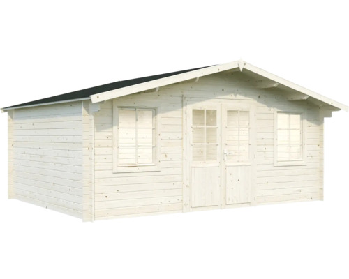 Trädgårdshus i trä med fönster och dubbeldörr