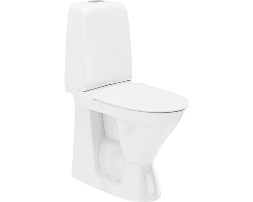 Toalettstol IFÖ Spira 6261 hög modell mjuksits skruvning dolt s-lås 4/2 L 7811051 Vit stående toalett av keramik med spolcistern och toalettsits