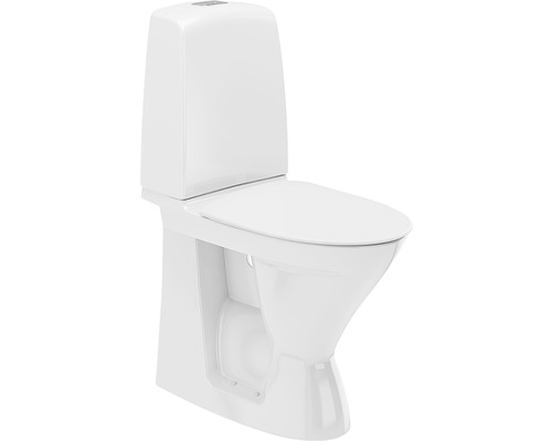 Toalettstol IFÖ Spira 6261 hög modell för limning hårdsits S-lås 4/2 L 7811054 Golvstående toalett i keramik med spolcistern och toalettsits