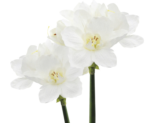 Två konstgjorda påskliljor med vita blommor