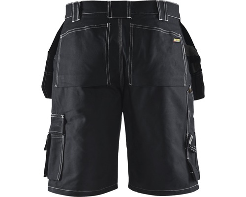 Svarta arbetsshorts med fickor och vita sömmar bakifrån.