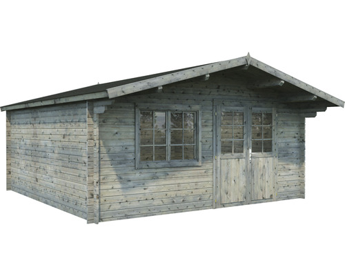 Trädgårdshus i trä med fönster och dubbeldörr