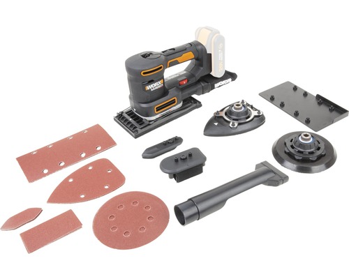 Worx slipmaskin WX820.9 med olika sliptillbehör