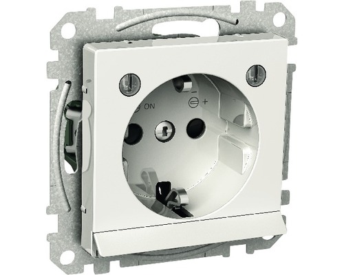 Vägguttag SCHNEIDER ELECTRIC Exxact 1-vägs jordat med nattljus vit, 1820270 Uttag med fällbart lock och ökat beröringsskydd